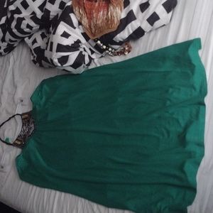 Mini green dress with beads